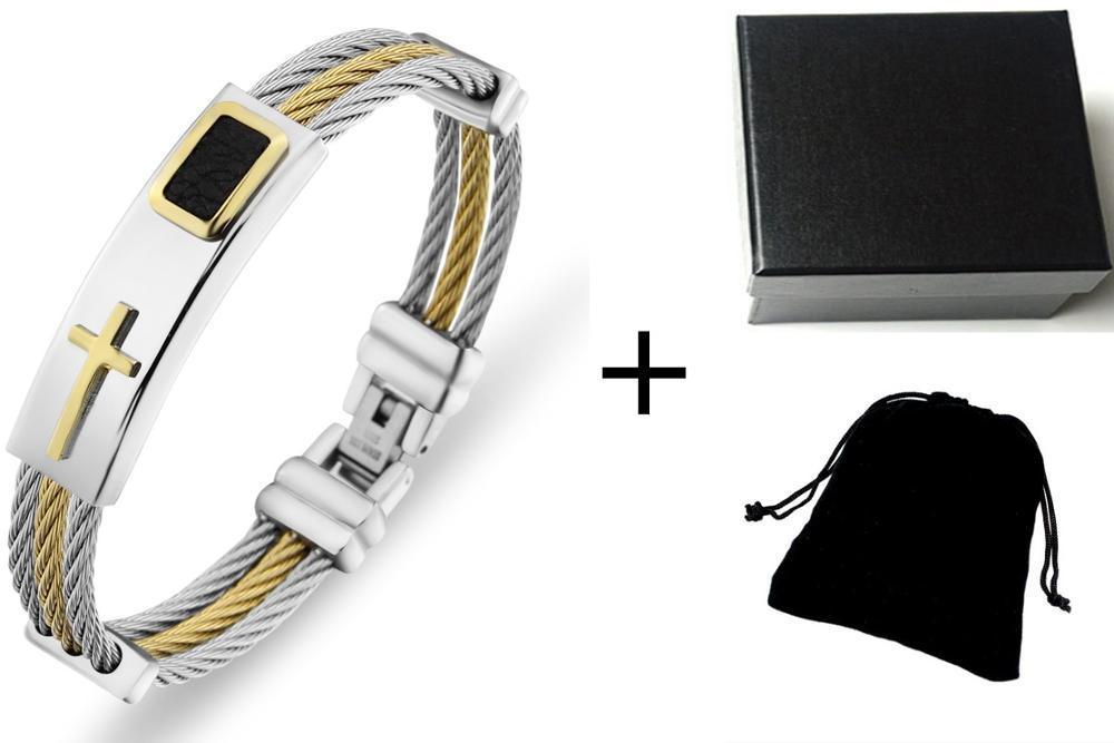 Bible Cross Wire Chain Stainless Steel Bracelet