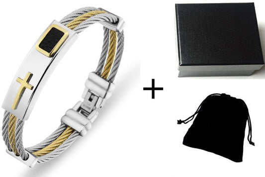Bible Cross Wire Chain Stainless Steel Bracelet
