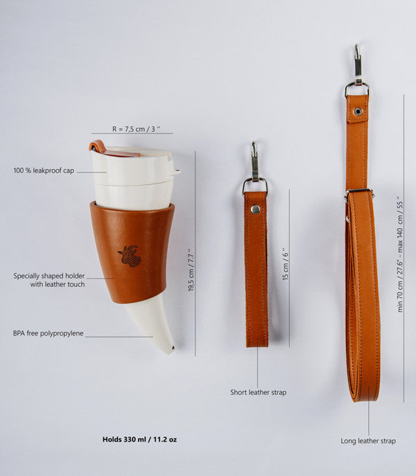 Goat Horn Coffee Mug Stainless Steel With Strap 230ML