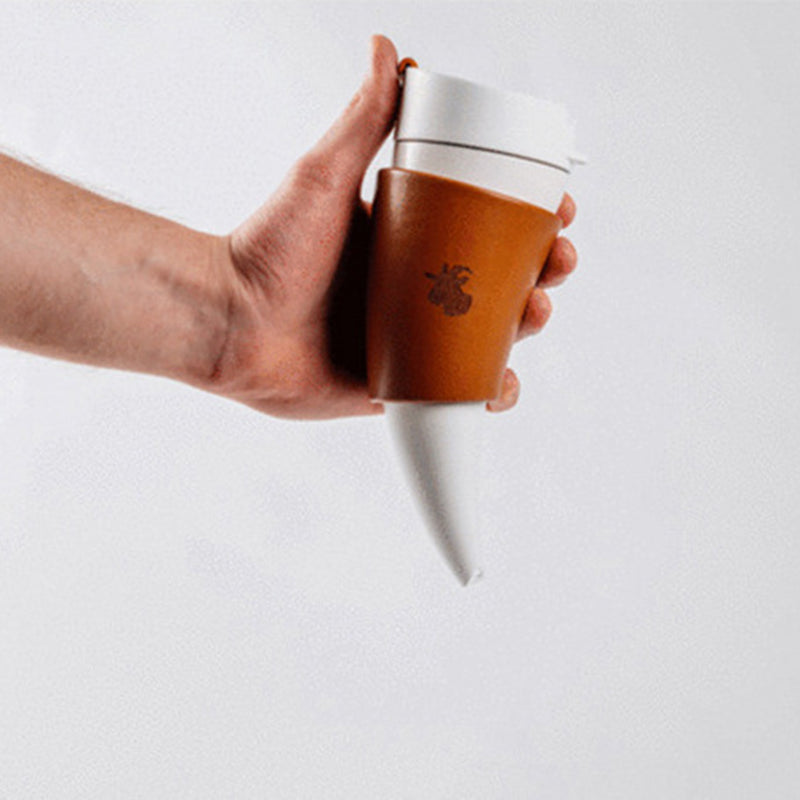 Goat Horn Coffee Mug Stainless Steel With Strap 230ML