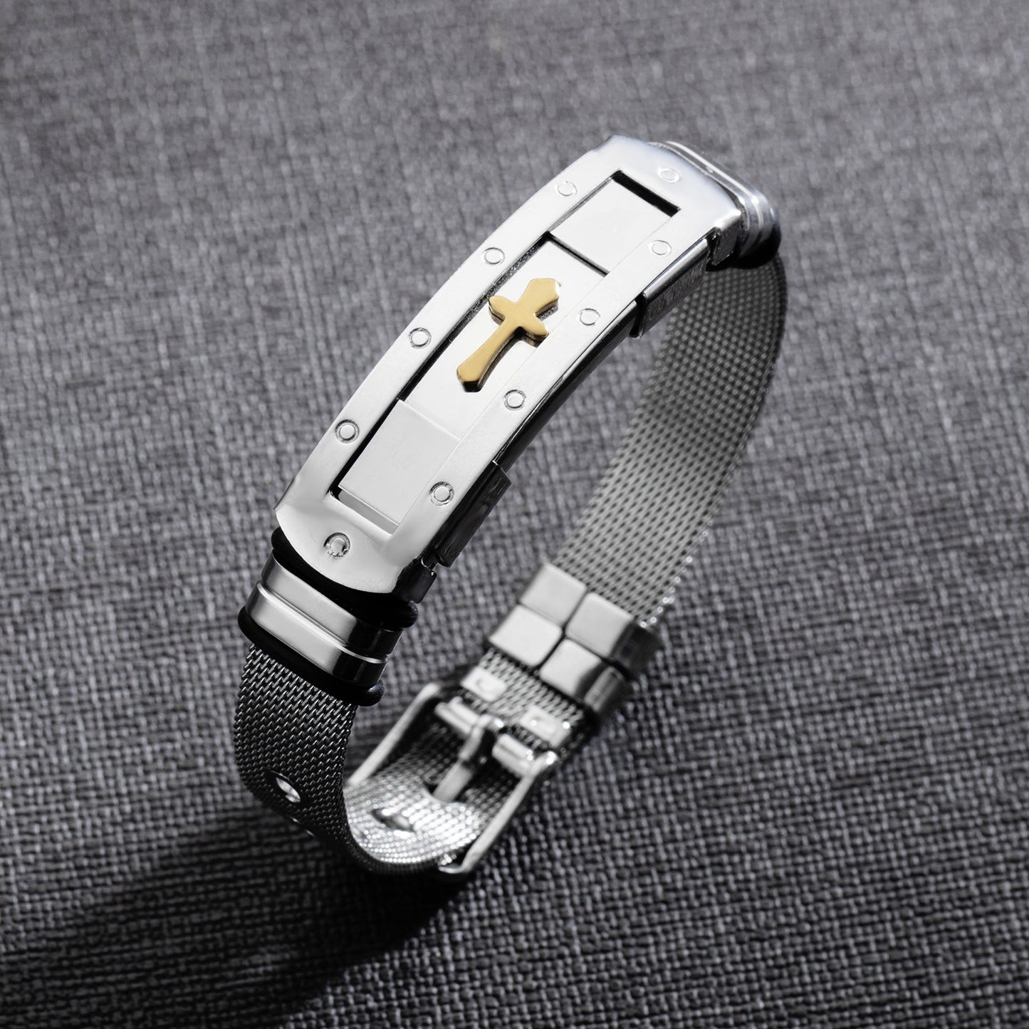 Bible Cross Stainless Steel Charm Adjustable Bracelet