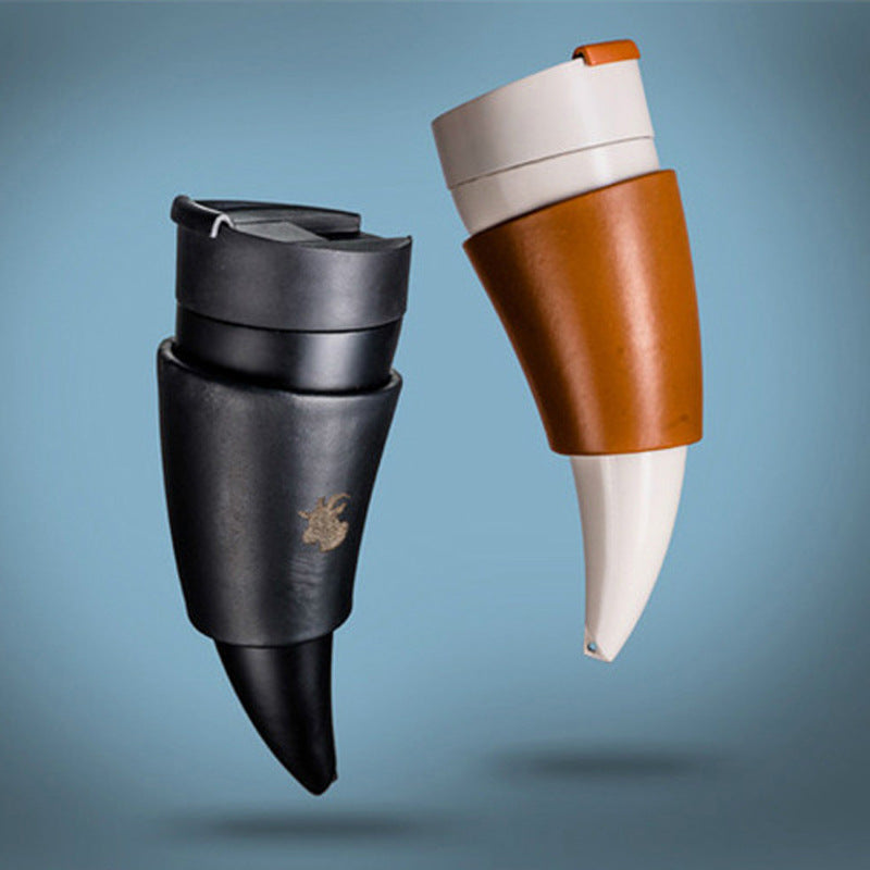 Goat Horn Coffee Mug Stainless Steel With Strap 230ML