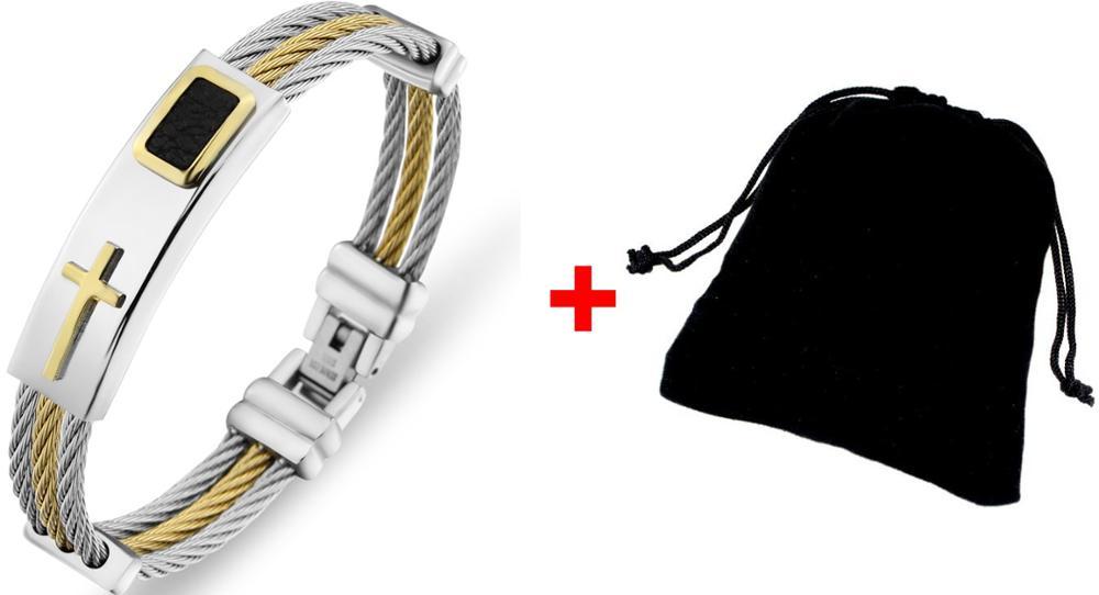 Bible Cross Wire Chain Stainless Steel Bracelet
