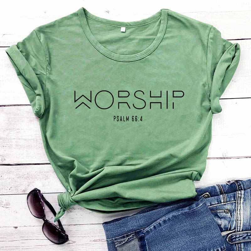 Christian Psalm 66:4 "Worship" T-Shirt