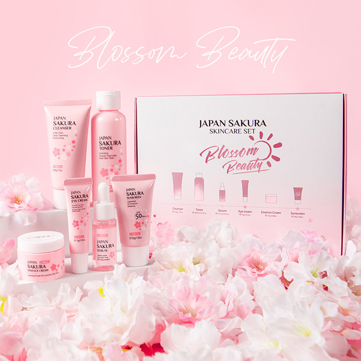 6pcs JAPAN SAKURA Skin Care Set,Travel Kit TSA-friendly Sizes