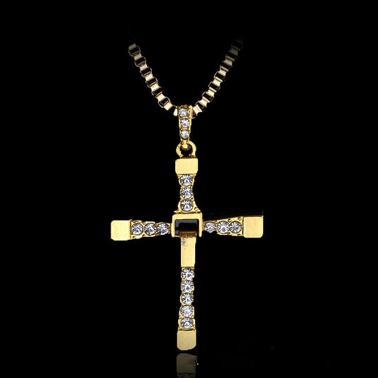 Classic Rhinestone Pendant Cross Necklace