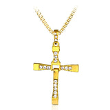 Classic Rhinestone Pendant Cross Necklace