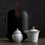 Travel Tea Set Ceramic Pot & Cup With Bag
