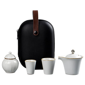 Travel Tea Set Ceramic Pot & Cup With Bag