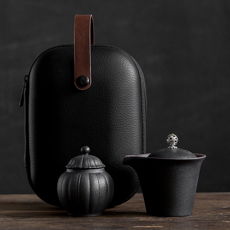 Travel Tea Set Ceramic Pot & Cup With Bag