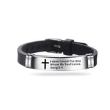 Christian Bible Scripture Cross Bracelet Stainless Steel with Silicone Strap