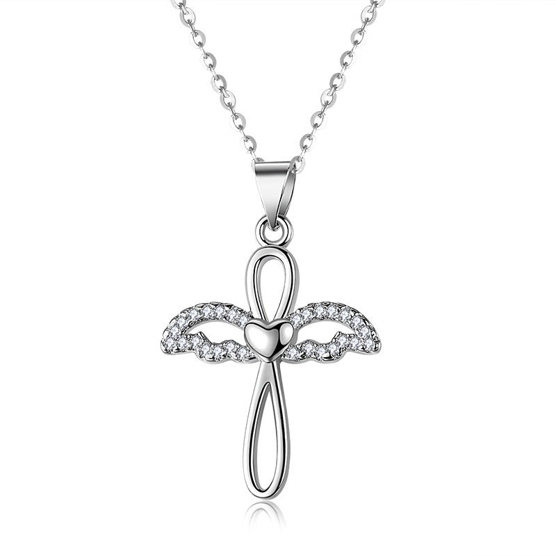 Angel Cross Pendant Necklace