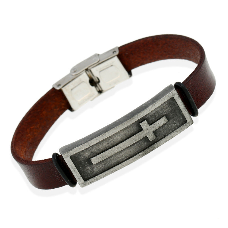 Christian Cross Cowhide Bracelet