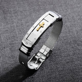 Bible Cross Stainless Steel Charm Adjustable Bracelet