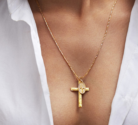 Gold Cross Pendant Necklace for Women