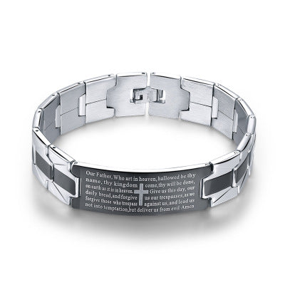 Christian Bible Verse Cross Stainless Steel Bracelet