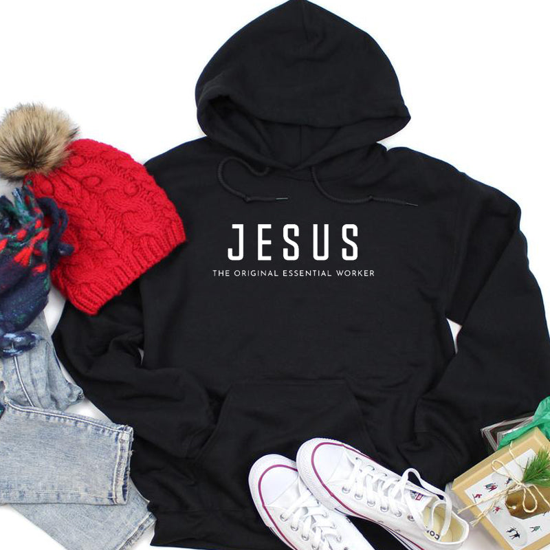 Christian Bible Verse "Jesus The Original Essential Worker" Hoodie