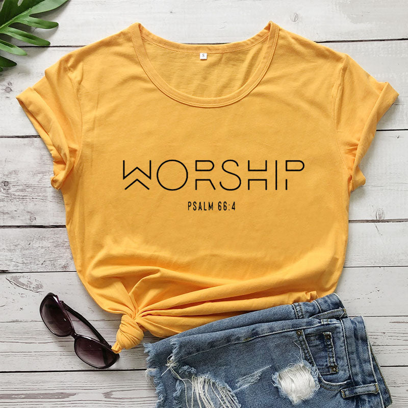 Christian Psalm 66:4 "Worship" T-Shirt