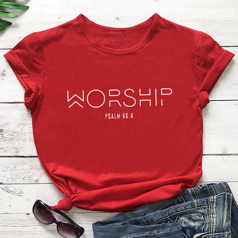 Christian Psalm 66:4 "Worship" T-Shirt