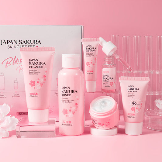 6pcs JAPAN SAKURA  Skin Care Set,Travel Kit TSA-friendly Sizes