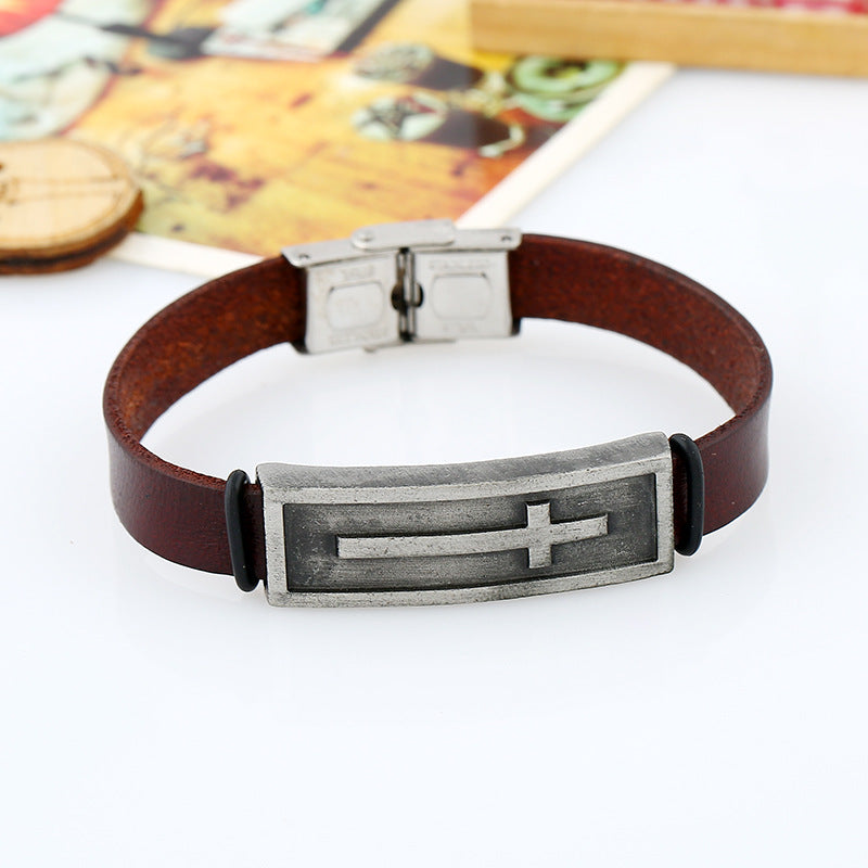 Christian Cross Cowhide Bracelet