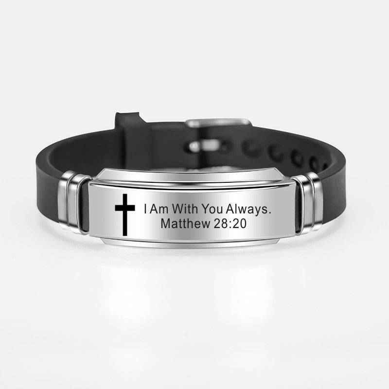 Classic Christian Cross with Bible Verse, Psalm, Bracelet Bangle