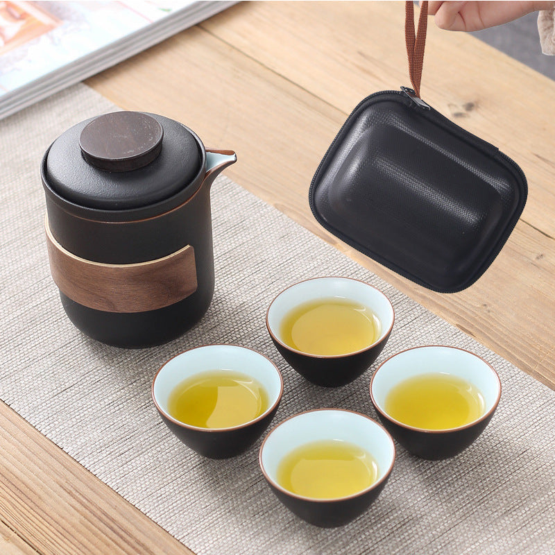 1 Pot 4 Cups Travel Tea Set