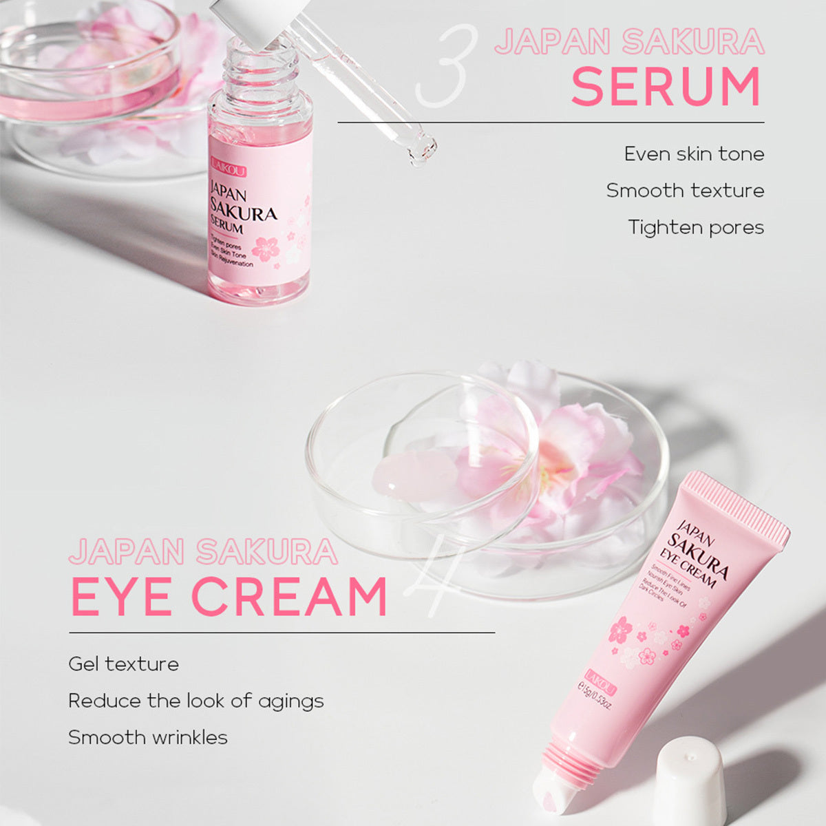 6pcs JAPAN SAKURA  Skin Care Set,Travel Kit TSA-friendly Sizes