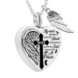 Gothic Cross Stainless Steel Angel Wing Heart Box Urn Pendant