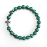 Cross Faith Color Malachite Beaded Bracelet