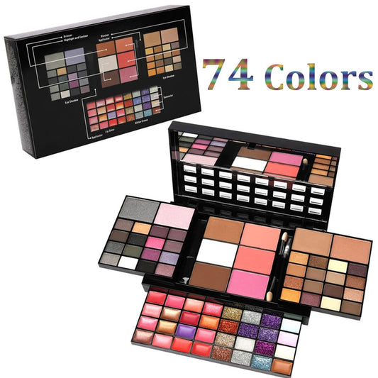 74 Colors Makeup Set: Lip Gloss Blush Eyeshadow