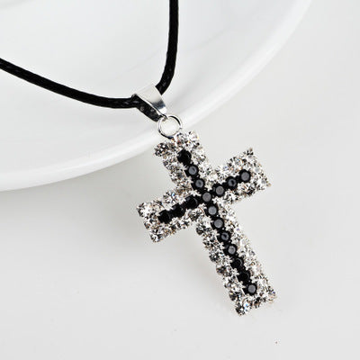 Rhinestone Cross Necklace & Earrings