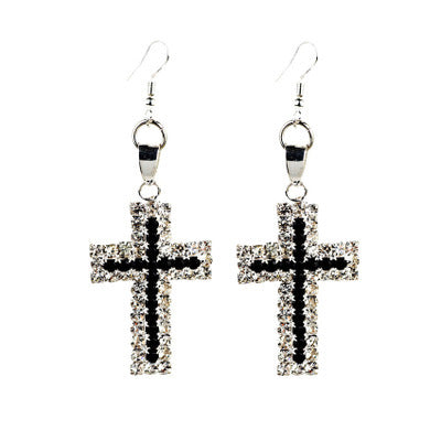 Rhinestone Cross Necklace & Earrings