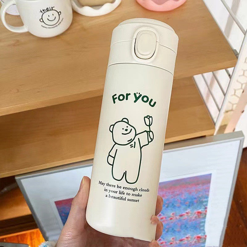 Cute Cartoon Characters Stainless Steel Tumbler with  Handbag 450ml 350ml