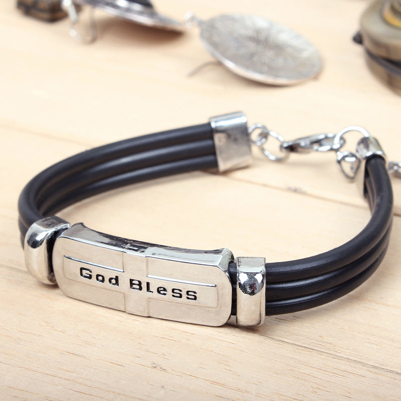 Christian "God Bless" Titanium Steel Bracelet