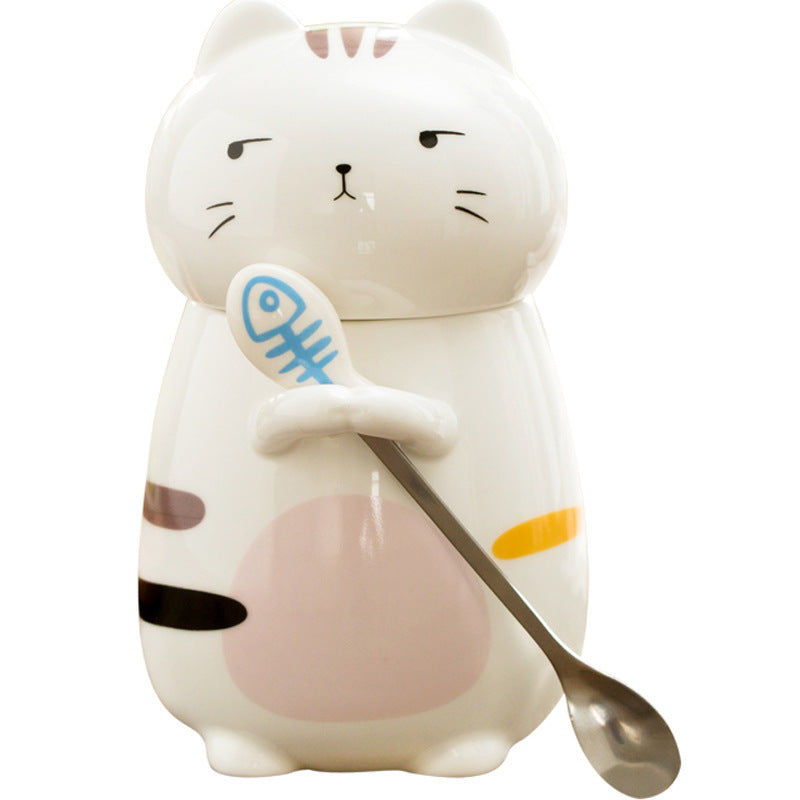 Cute Cat Ceramic Coffee Mug Cup With Spoon